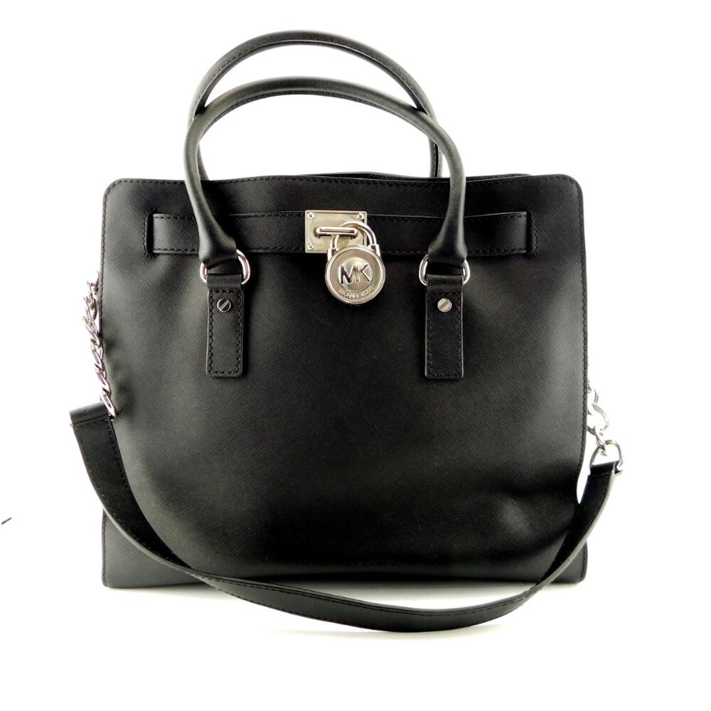MICHAEL Michael Kors Black Saffiano Leather Large Satchel Tote Hand Bag
